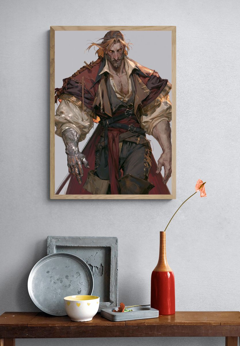 Fantasy Pirate Portrait Print. — room view 3