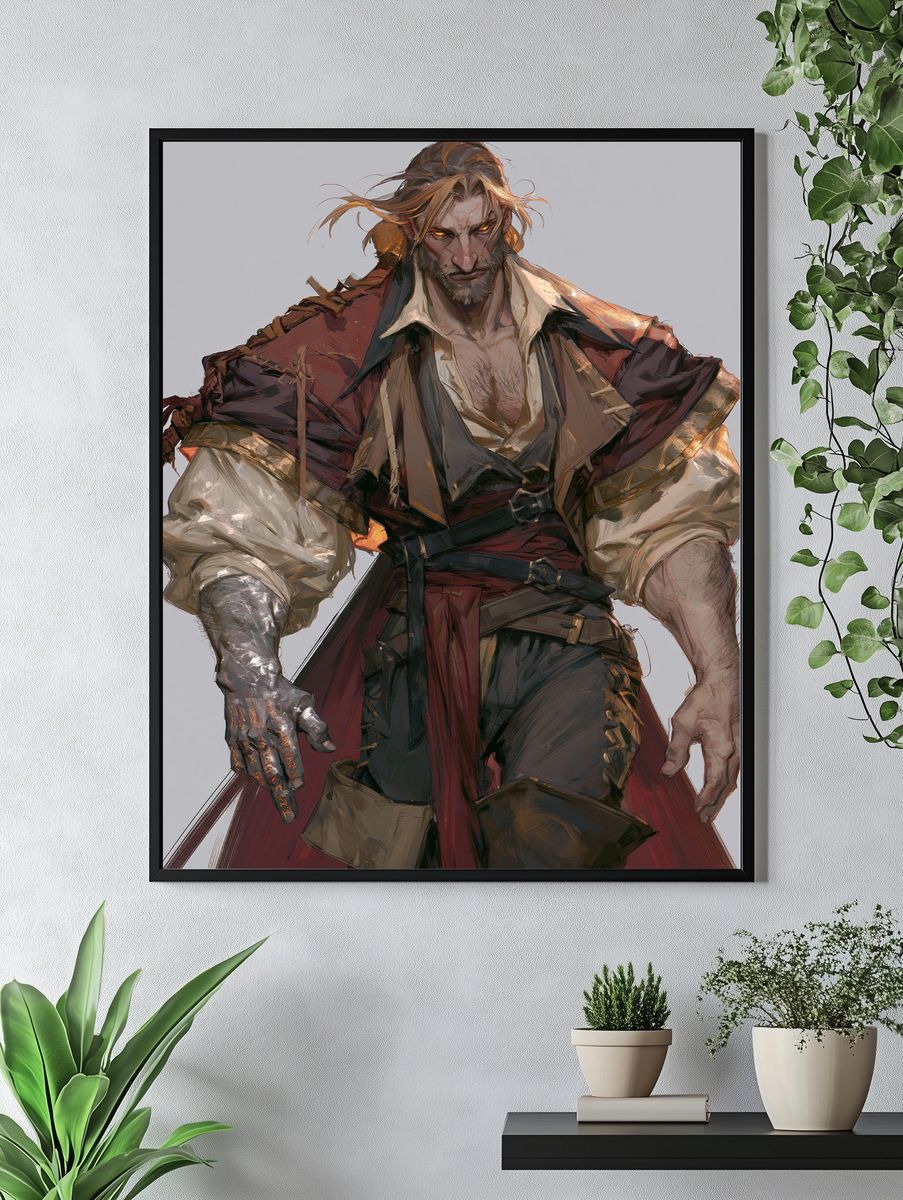 Fantasy Pirate Portrait Print. — room view 4