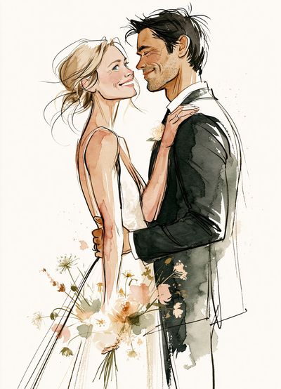 Romantic Couple Watercolor Print.