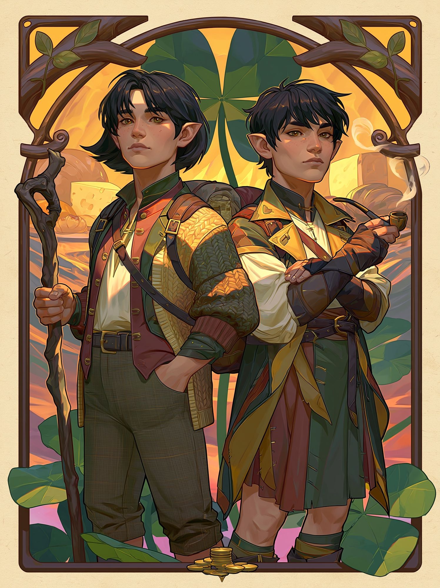 Fantasy Elf Duo Illustration Poster. poster detail