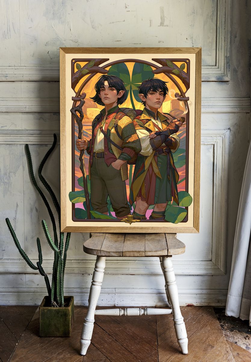 Fantasy Elf Duo Illustration Poster. room preview