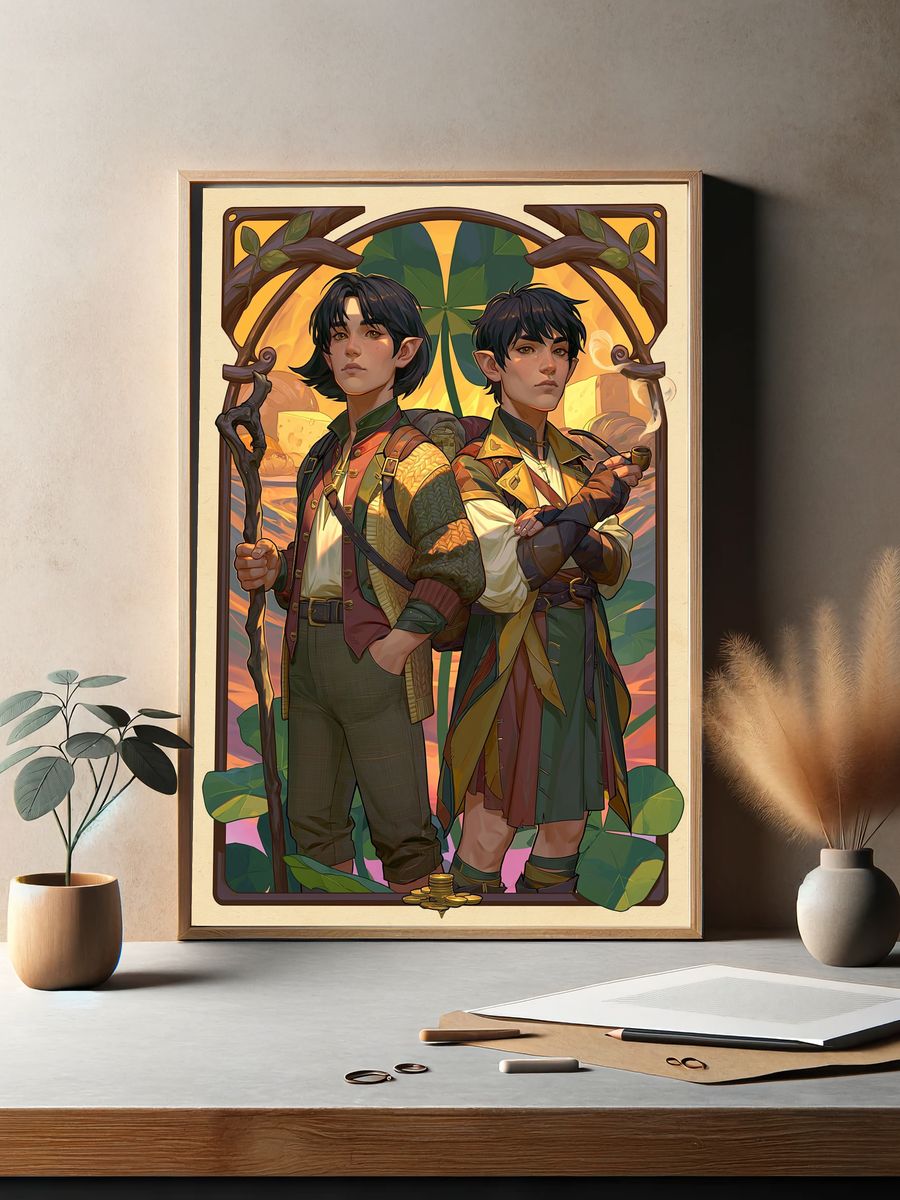 Fantasy Elf Duo Illustration Poster. — room view 2