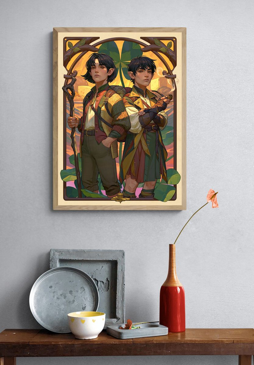 Fantasy Elf Duo Illustration Poster. — room view 3