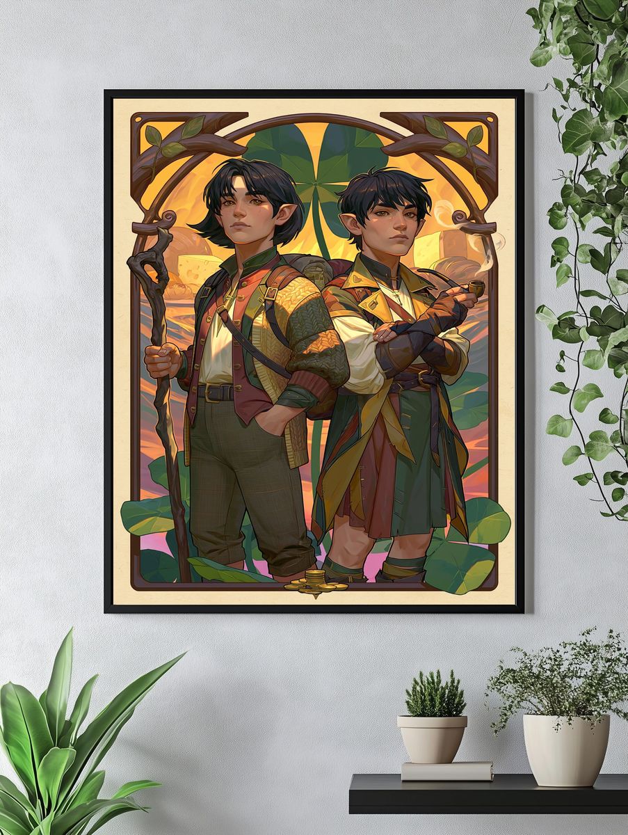 Fantasy Elf Duo Illustration Poster. — room view 4