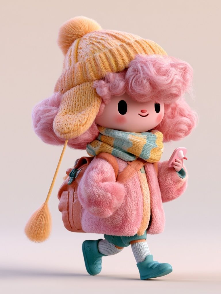 Pastel Winter Character Illustration Poster. poster detail