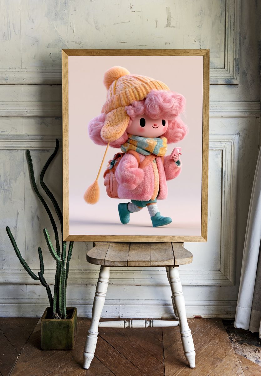 Pastel Winter Character Illustration Poster. room preview