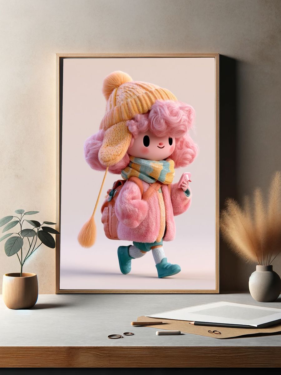 Pastel Winter Character Illustration Poster. — room view 2