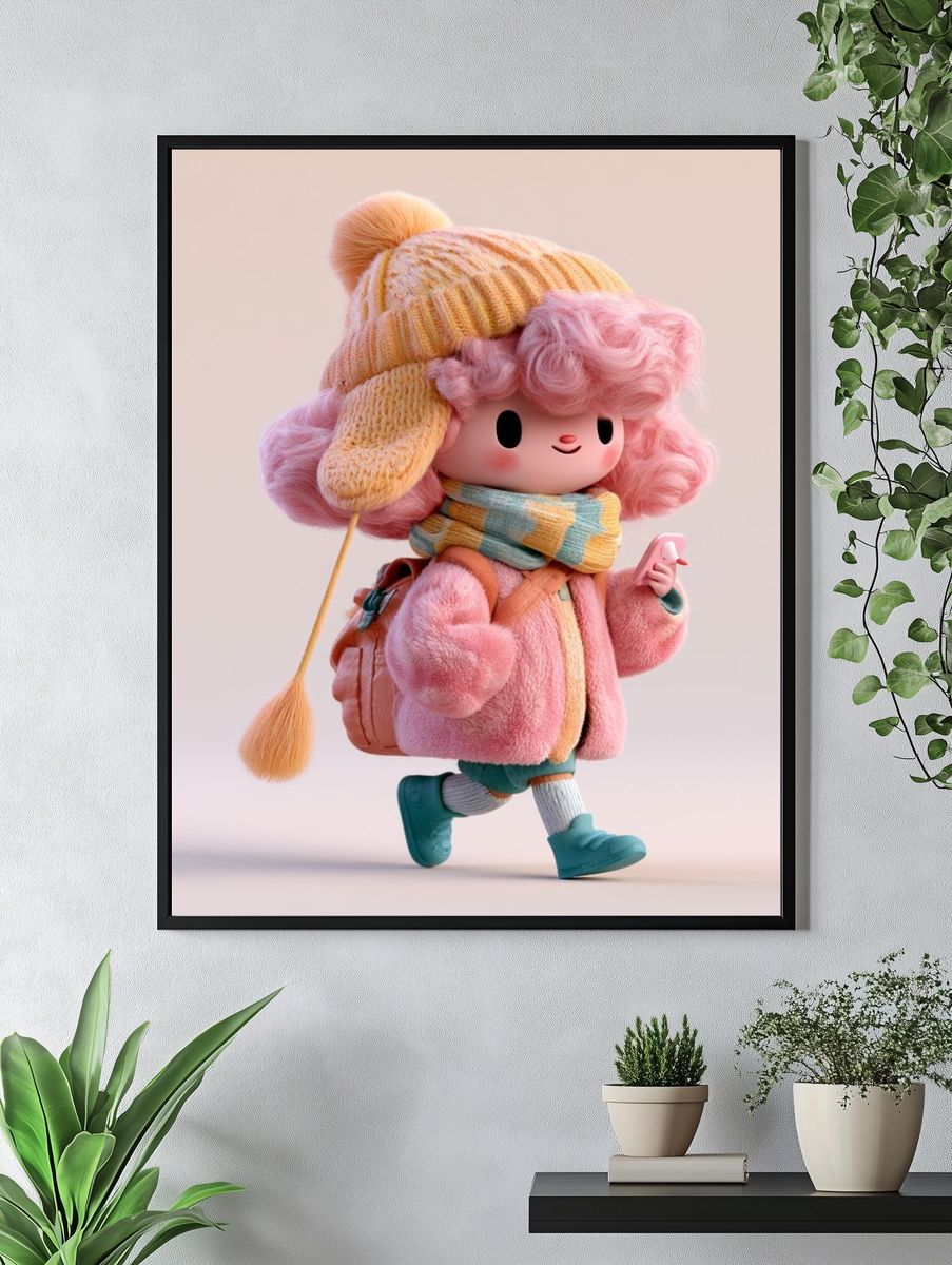 Pastel Winter Character Illustration Poster. — room view 4