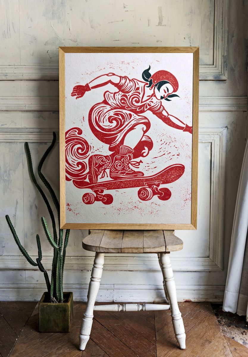 Skateboarder Graphic Poster. room preview