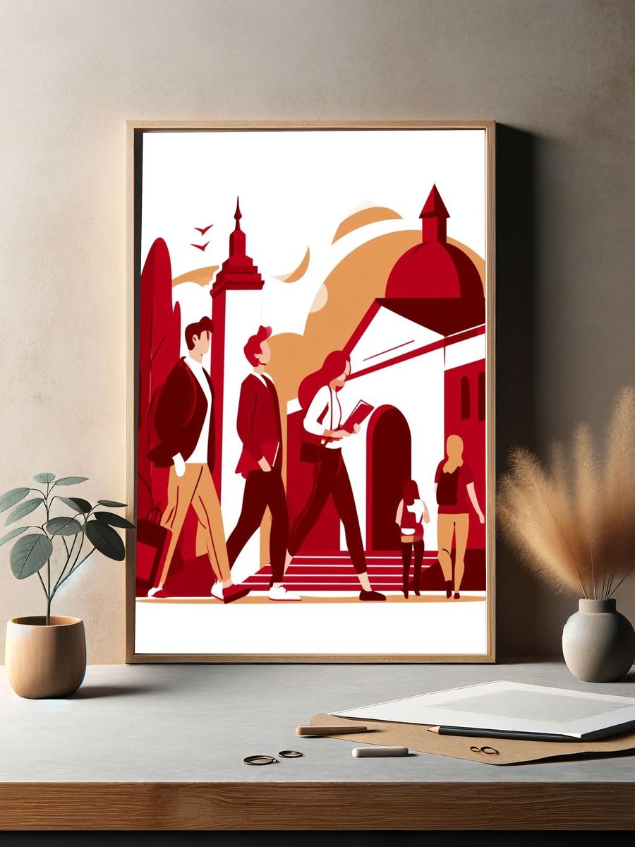 City Walk Illustration Poster. — room view 2