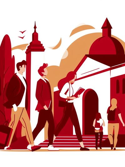 City Walk Illustration Poster.