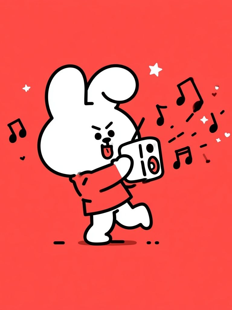 Music Bunny Cartoon Print. poster — illustration art