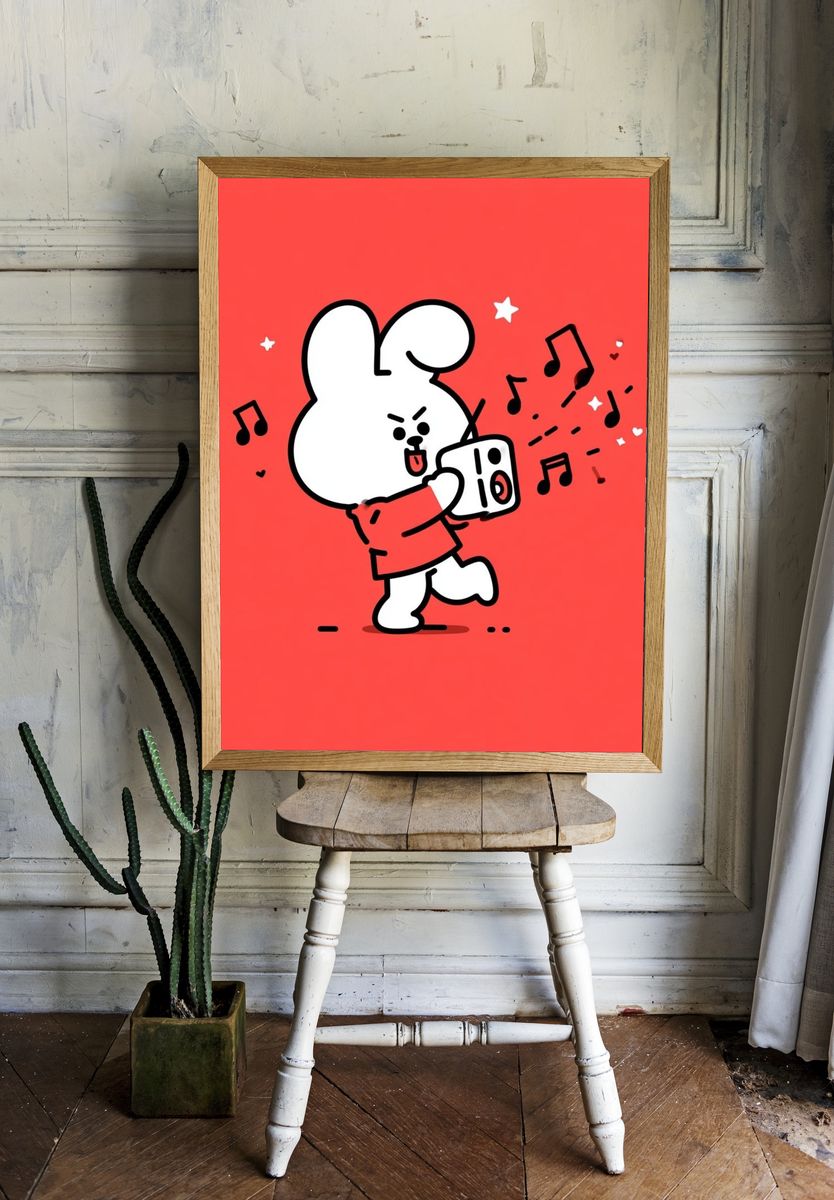 Music Bunny Cartoon Print. room preview