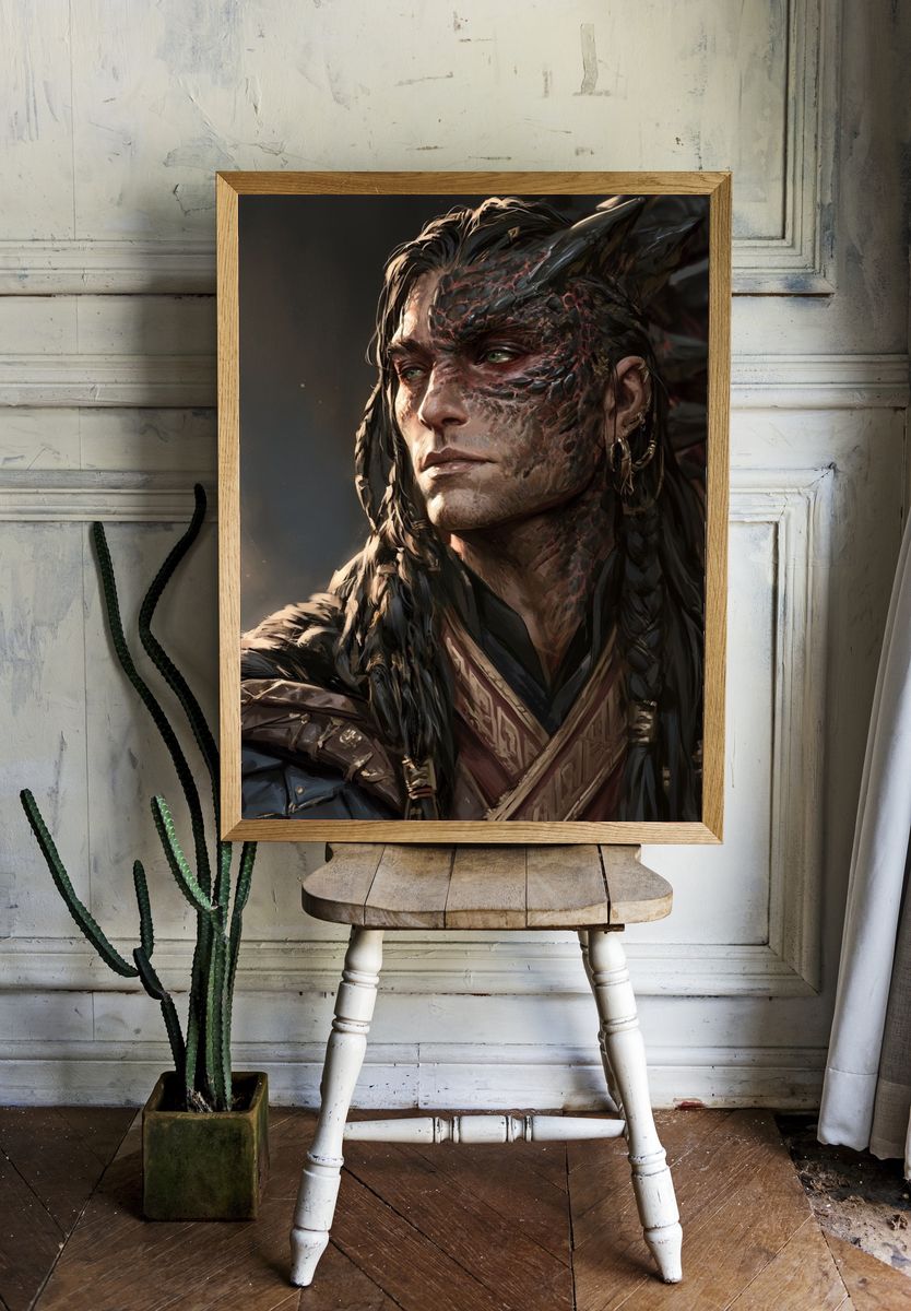 Fantasy Warrior Portrait Print. — room view 1
