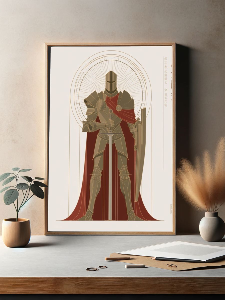 Armored Knight — Illustration Print. — room view 2