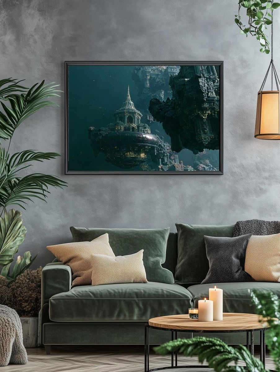 Floating Sci-Fi Cityscape Poster. — room view 4