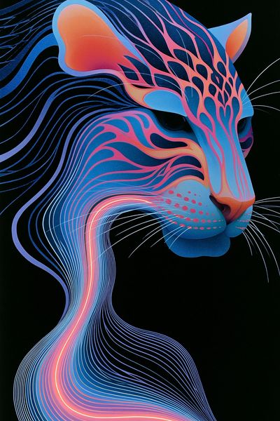 Neon Panther Illustration Poster. poster
