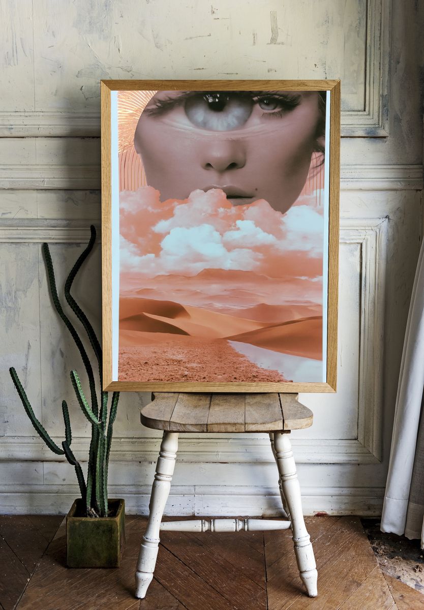 Surreal Desert Face Illustration Poster. room preview