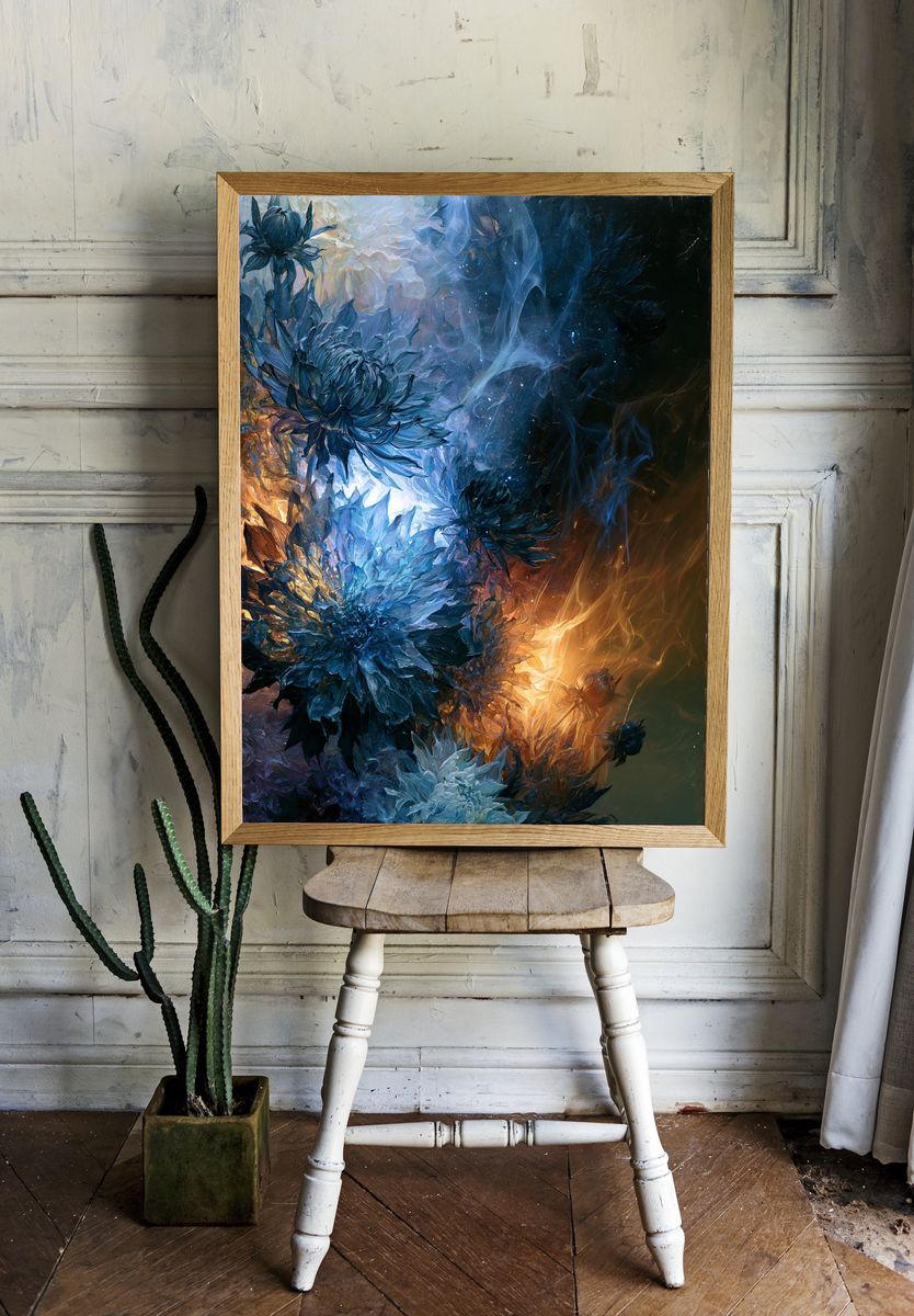 Celestial Floral Abstract Print. room preview