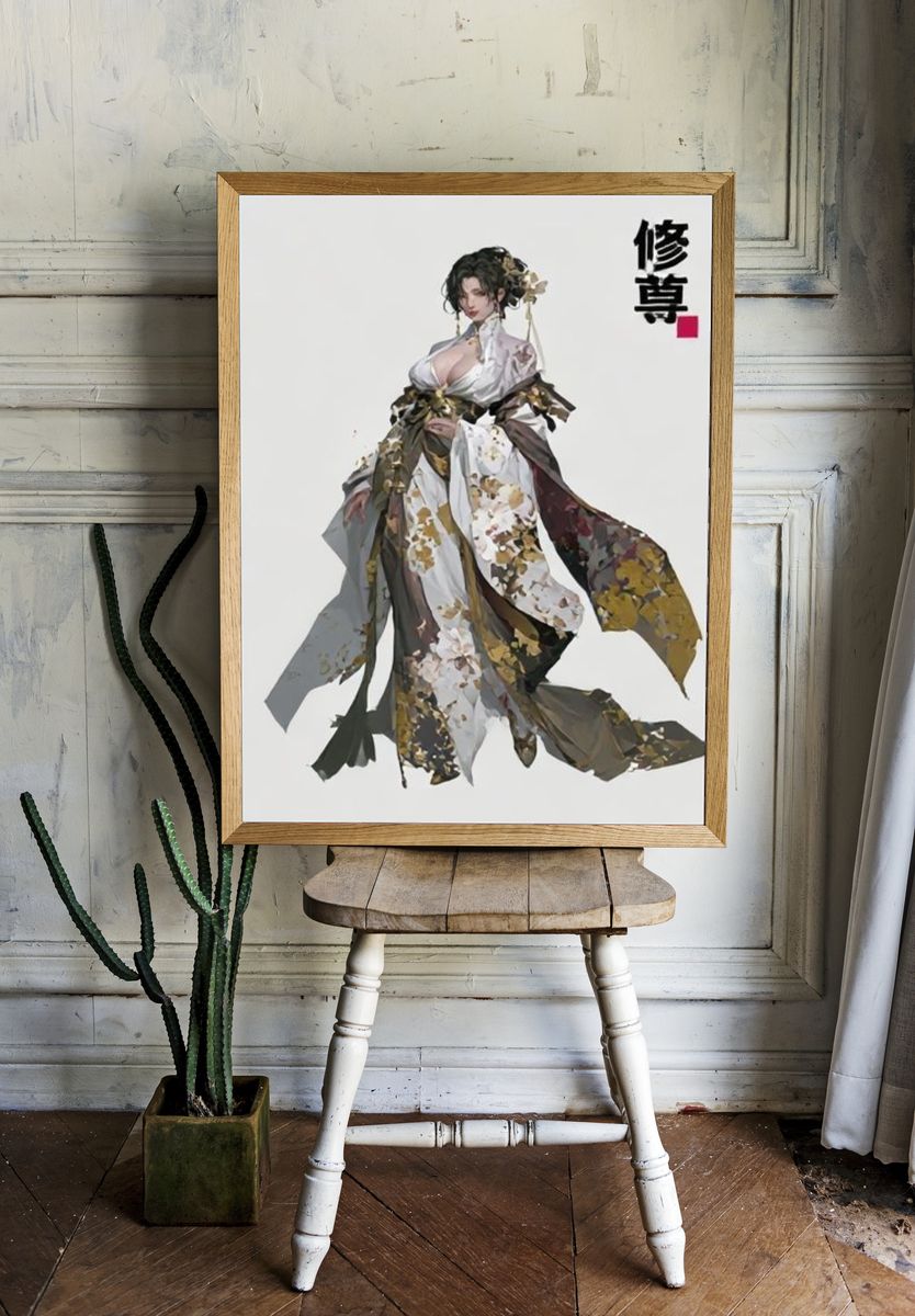 Kimono Figure Illustration Poster. — room view 1