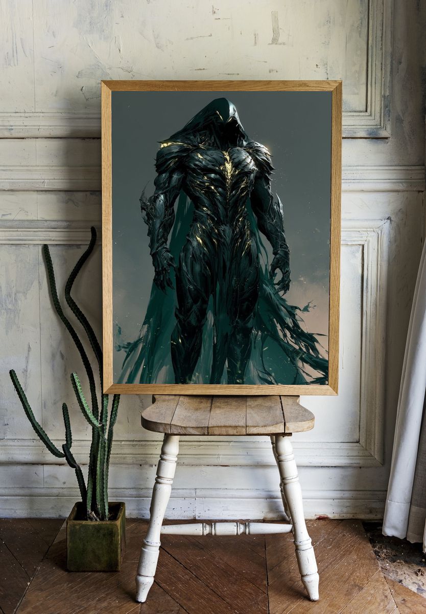 Dark Hooded Figure Digital Art Poster. — room view 1