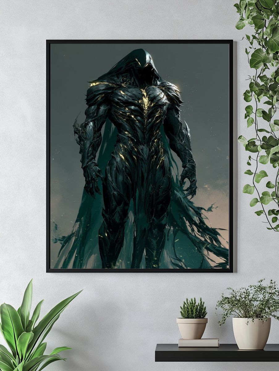Dark Hooded Figure Digital Art Poster. — room view 4
