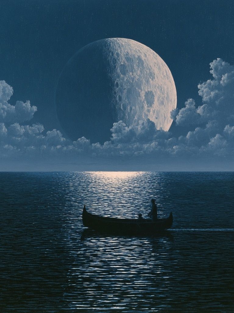 Moonlit Ocean Dreamscape Print. poster detail