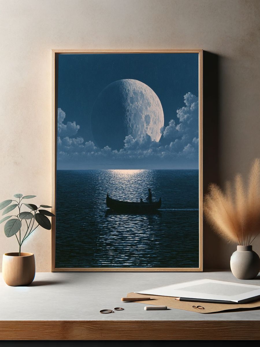 Moonlit Ocean Dreamscape Print. — room view 2