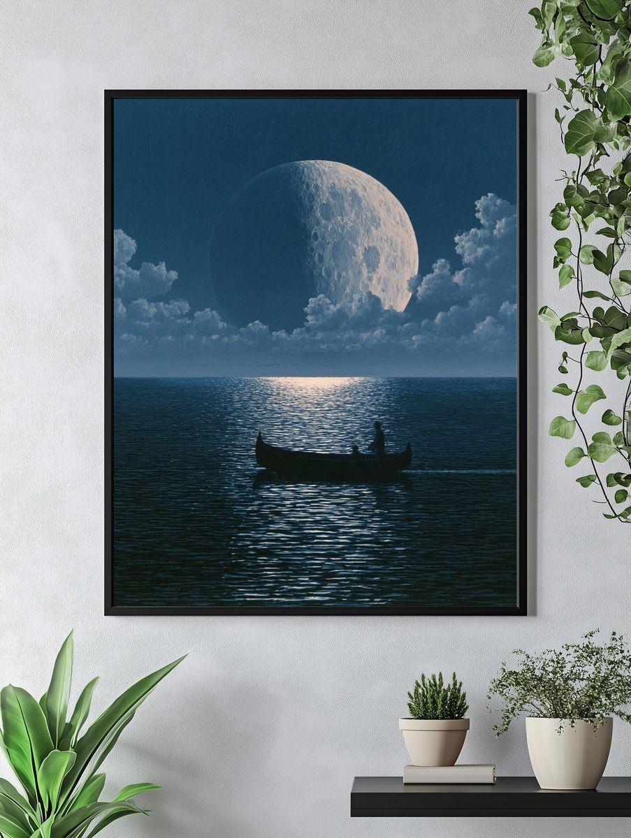 Moonlit Ocean Dreamscape Print. — room view 4