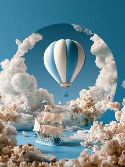 Dreamy Sky Voyage Illustration Poster. poster