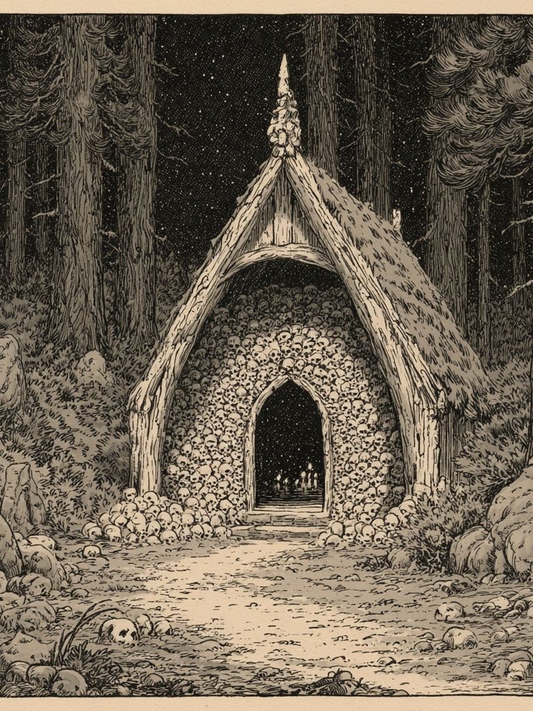 Forest Chapel of Skulls Print. poster detail