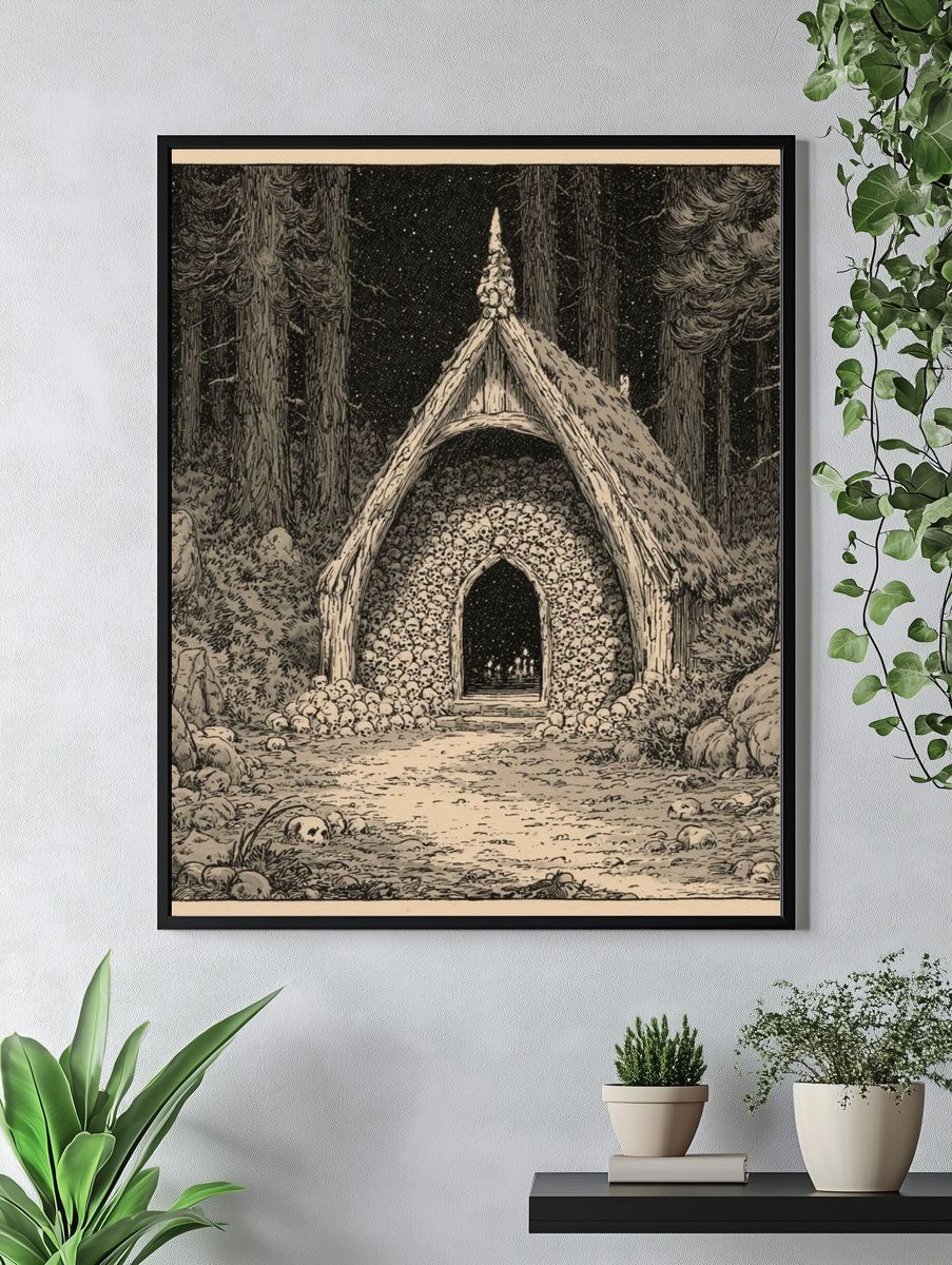 Forest Chapel of Skulls Print. — room view 4