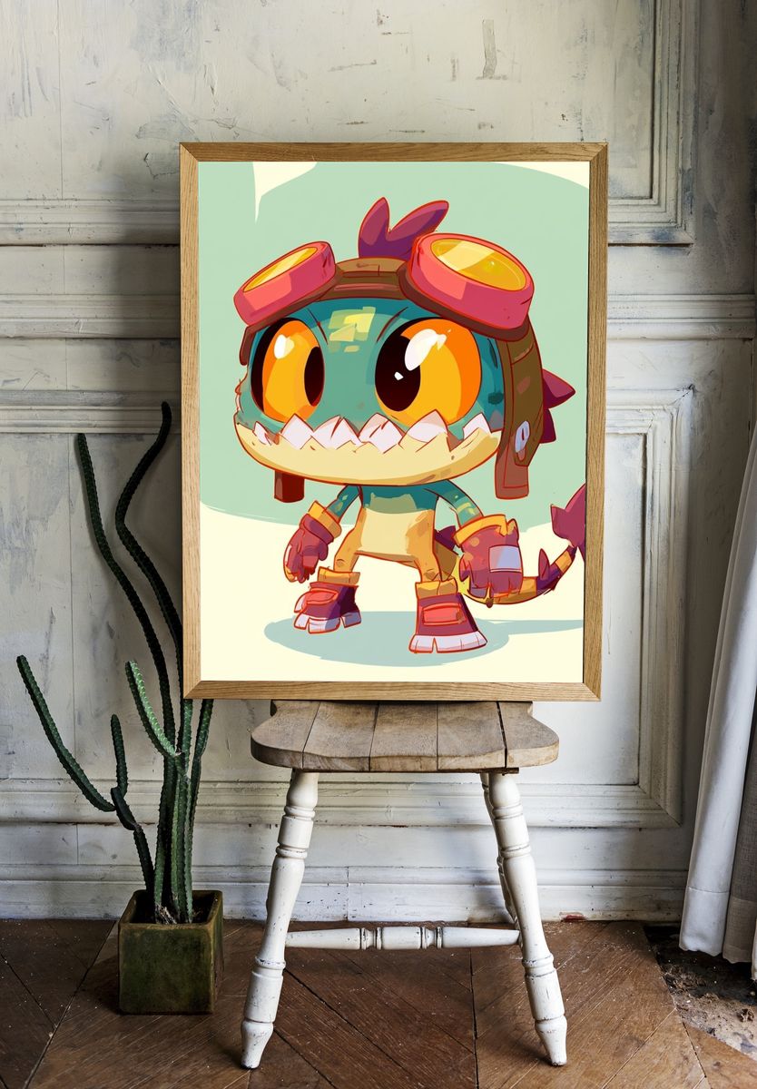 Cute Dragon Character Illustration Poster. — room view 1