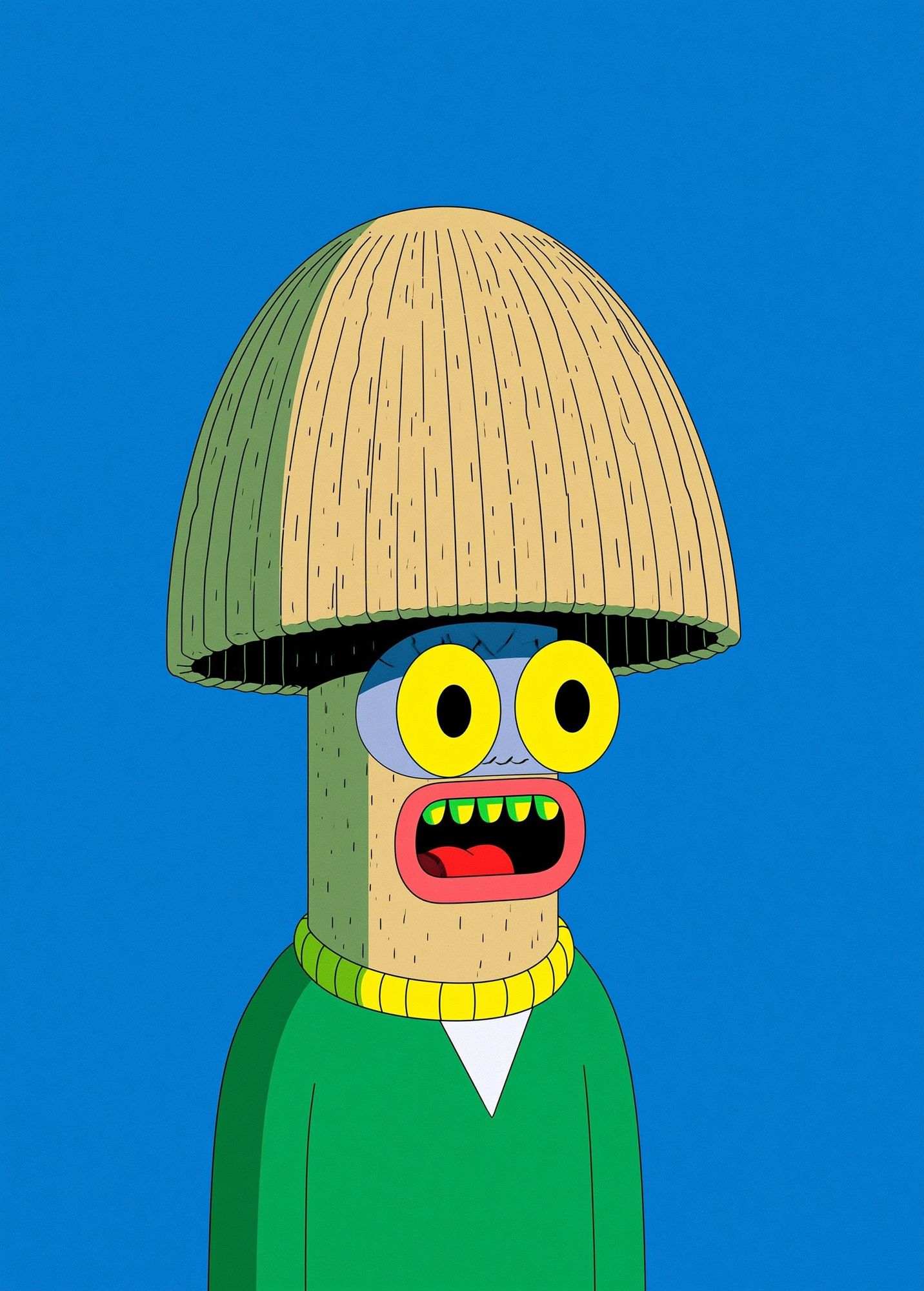 Cartoon Mushroom Character Print. poster detail