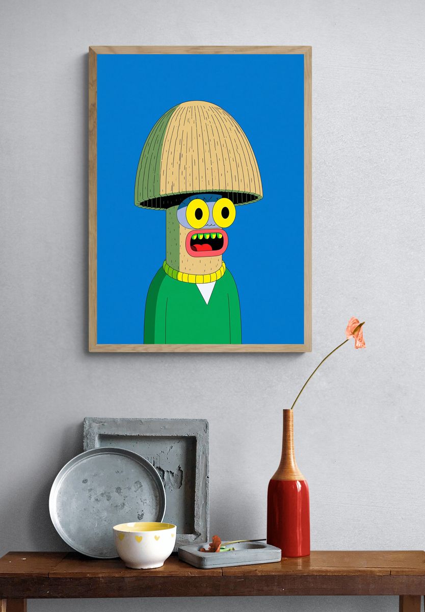 Cartoon Mushroom Character Print. — room view 3