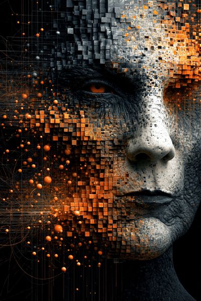 Abstract Human Face Digital Art Poster. poster print