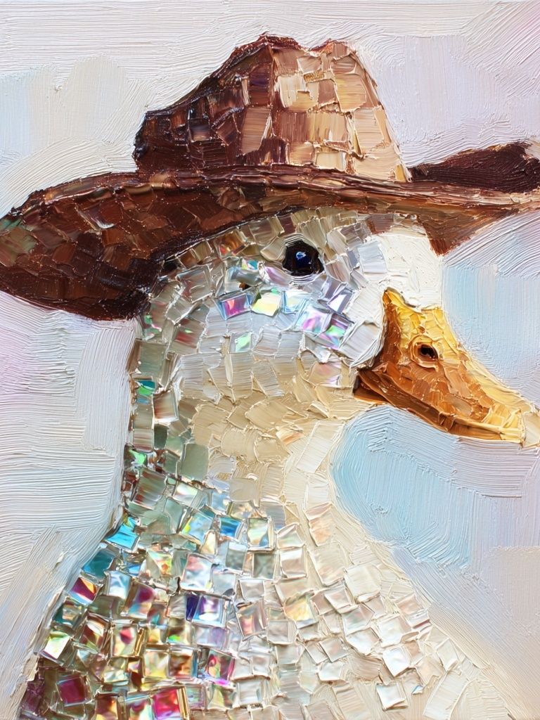 Cowboy Duck Mosaic Illustration Poster. poster detail