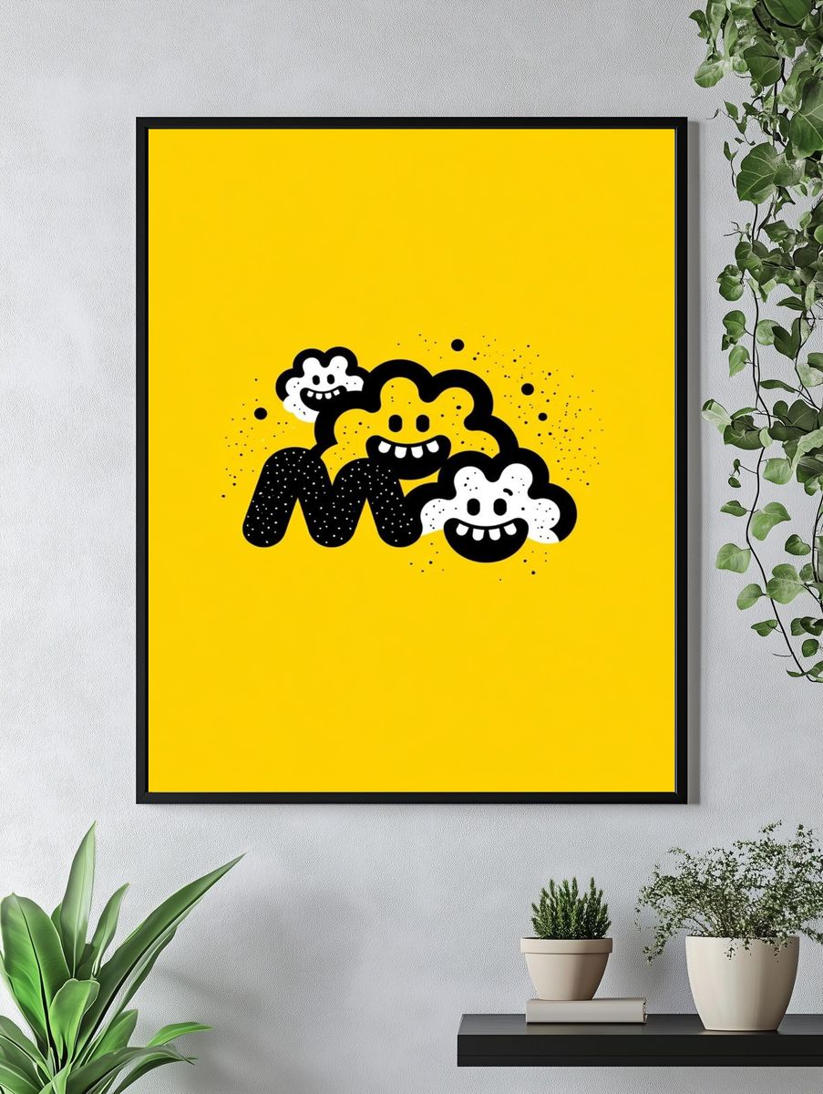 Smiling Cloud Cartoon Print. — room view 4