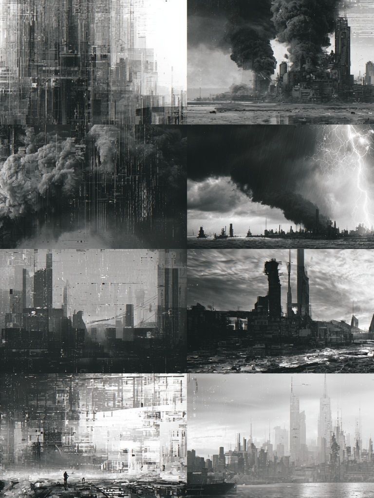 Dystopian Cityscape Collage Print. poster — illustration art