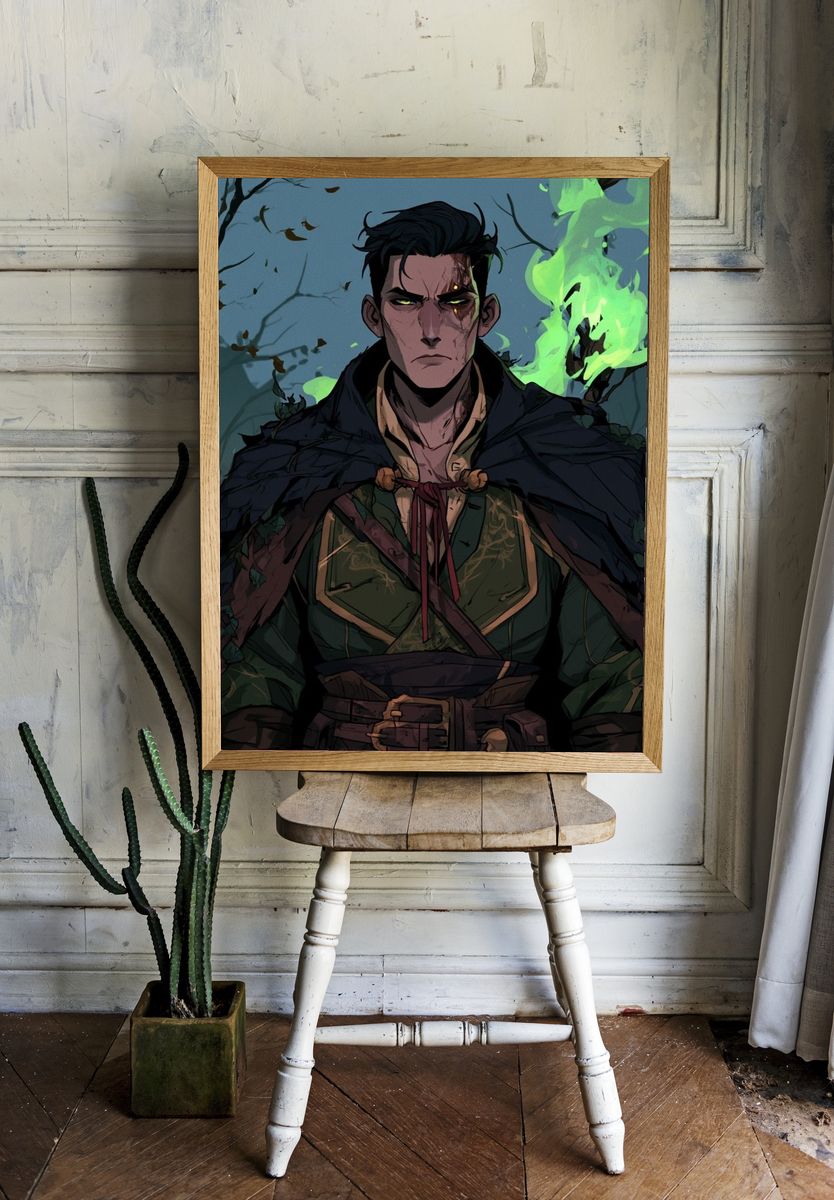 Dark Fantasy Warrior Illustration Poster. room preview