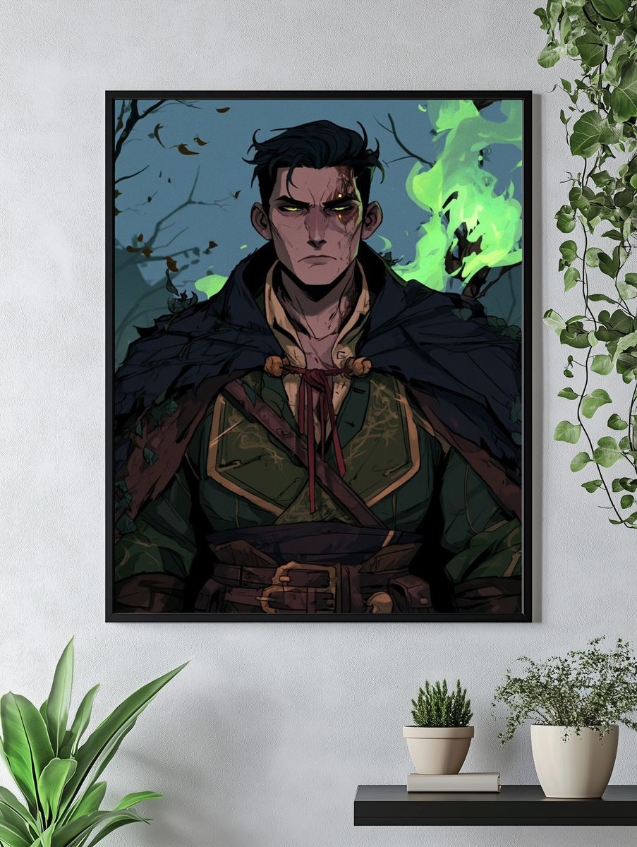 Dark Fantasy Warrior Illustration Poster. — room view 4