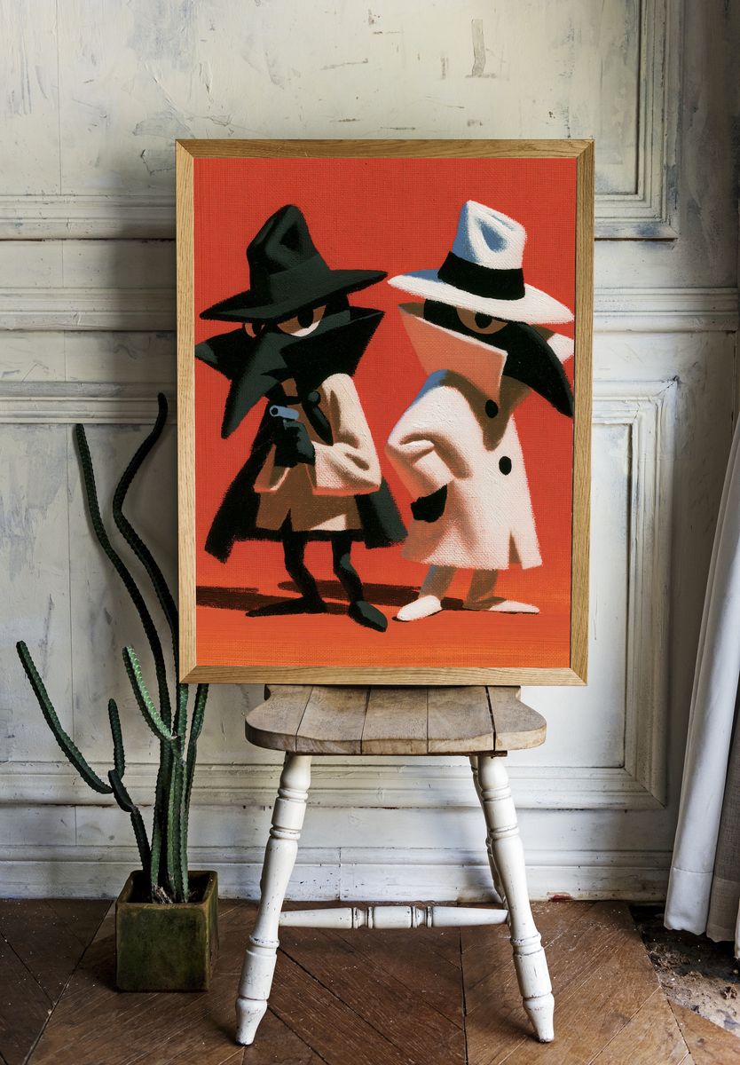 Trench Coat Detectives Illustration Poster. — room view 1