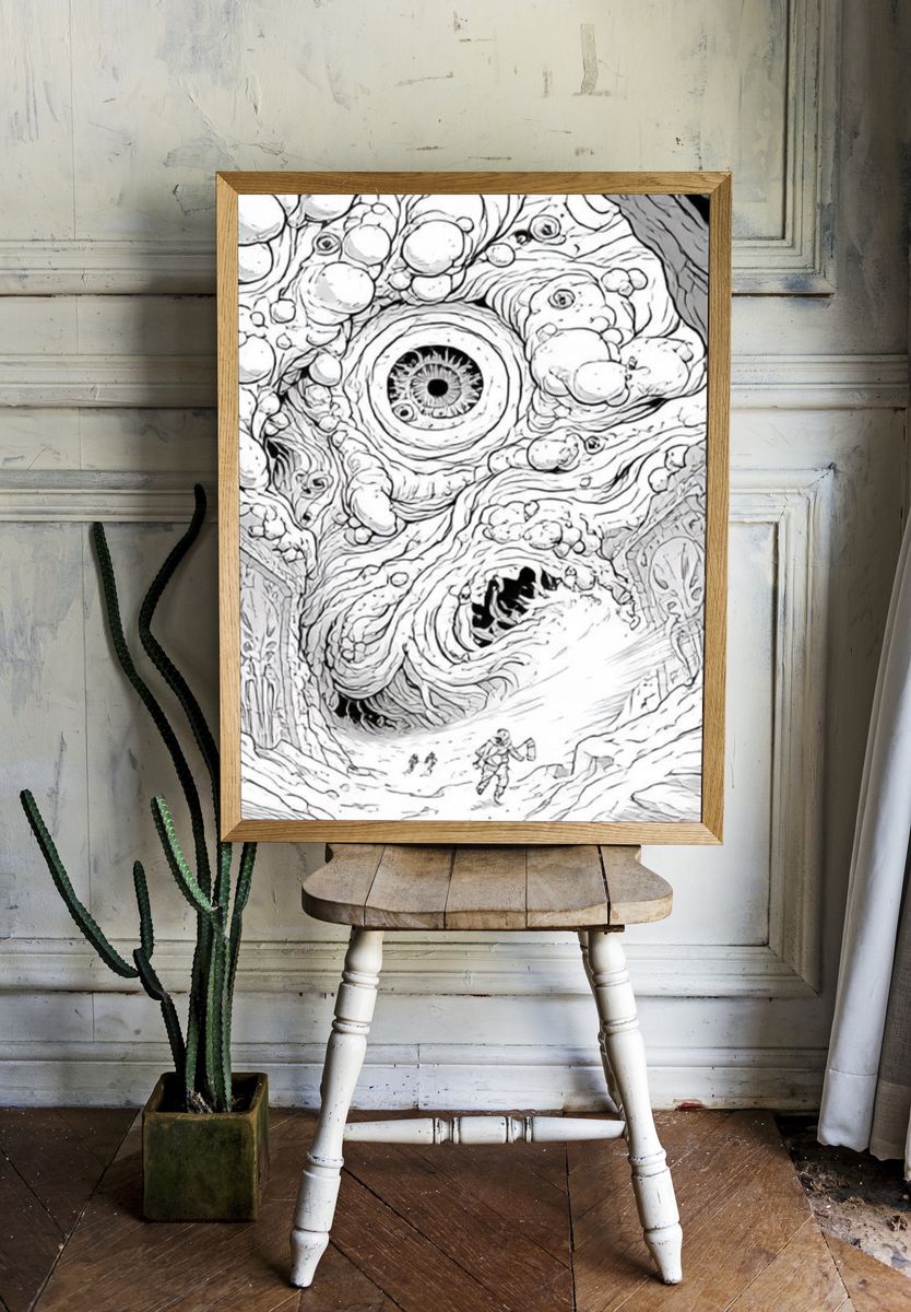 Surreal Cave Eye Illustration Poster. room preview