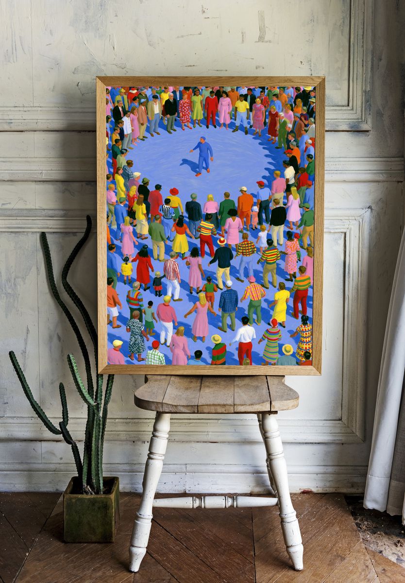 Crowd Circle Gathering Illustration Poster. room preview