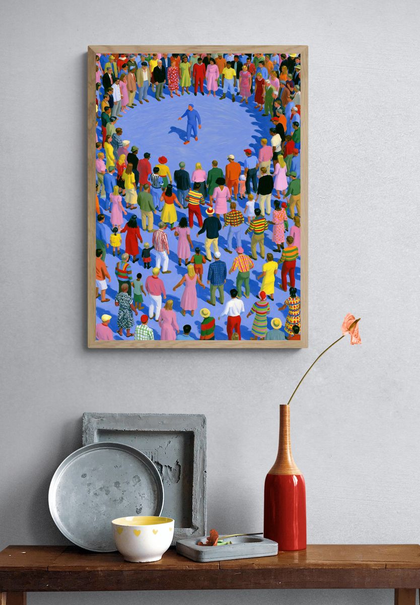 Crowd Circle Gathering Illustration Poster. — room view 3
