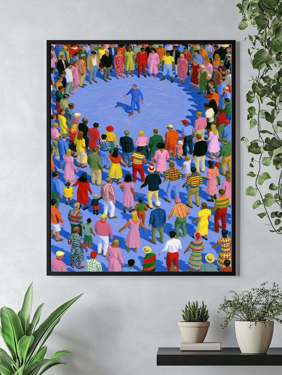 Crowd Circle Gathering Illustration Poster. — room view 4