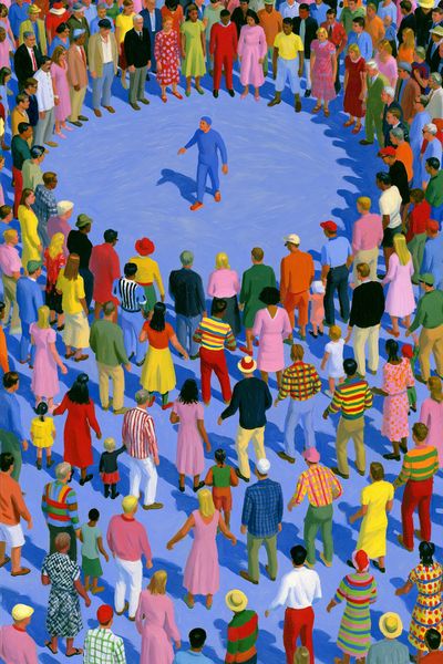 Crowd Circle Gathering Illustration Poster. poster