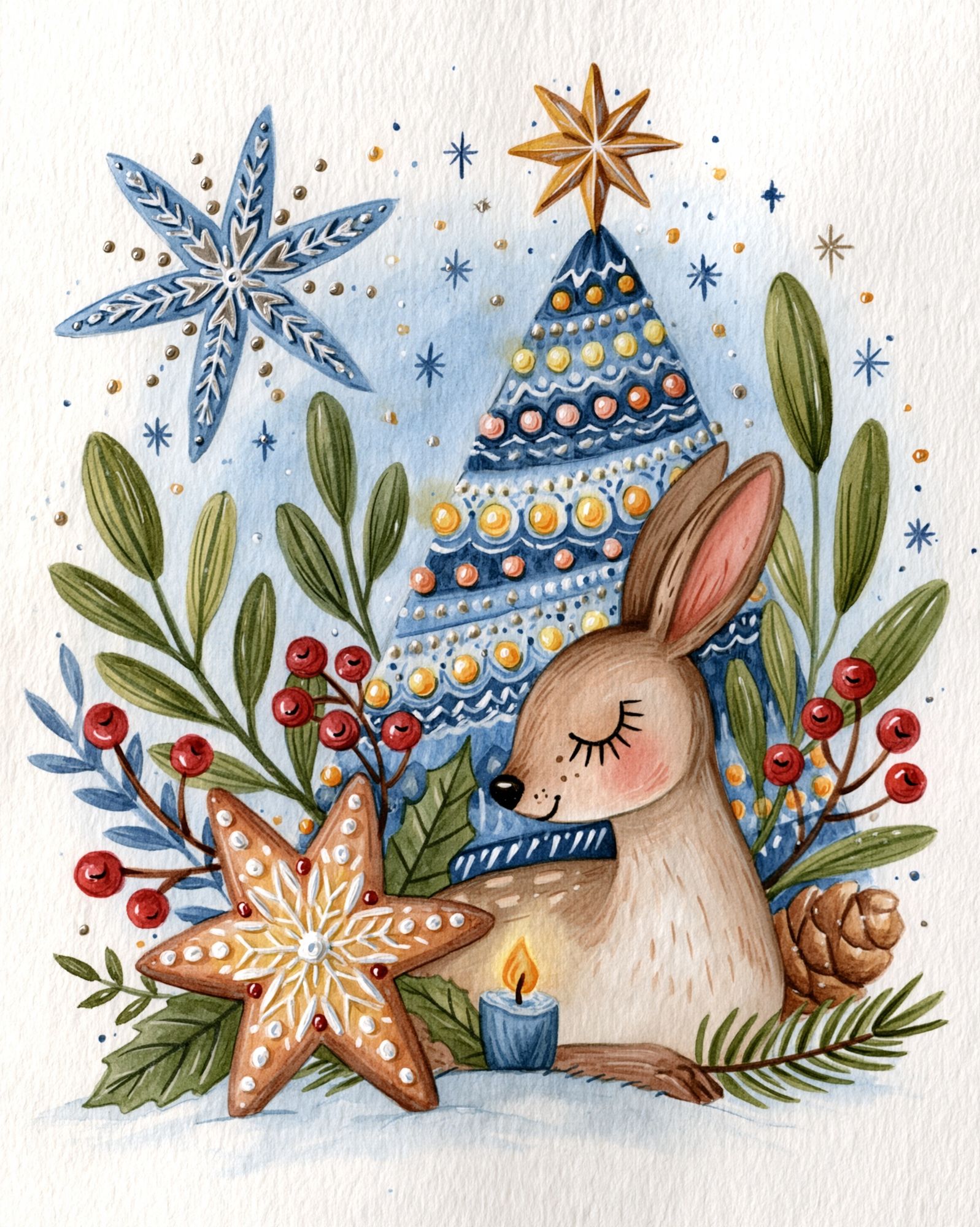 Winter Deer Watercolor Poster. poster — illustration art