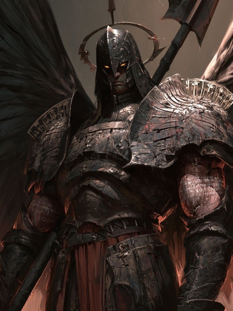 Dark Winged Warrior Illustration Poster. poster — illustration art