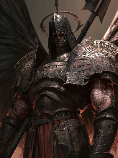 Dark Winged Warrior Illustration Poster. poster